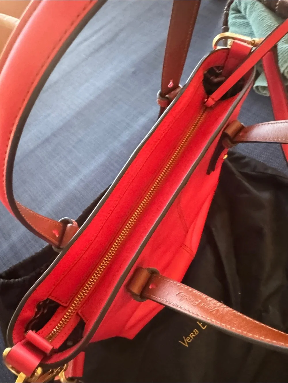 Vera Bradley Coral Leather Tote Bag